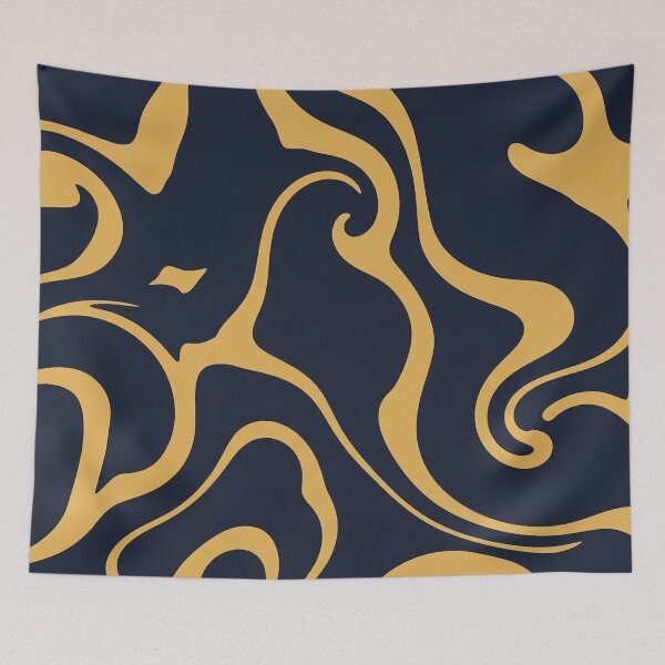 Item preview, Golden and Navy Fluid Swirl Pattern designed and sold by Owcomm.