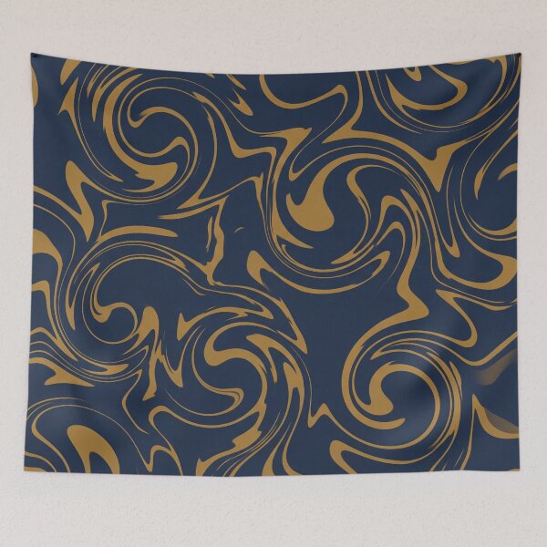 Item preview, Golden and Navy Swirl Marble Pattern designed and sold by Owcomm.