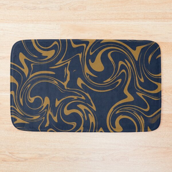 Item preview, Golden and Navy Swirl Marble Pattern designed and sold by Owcomm.