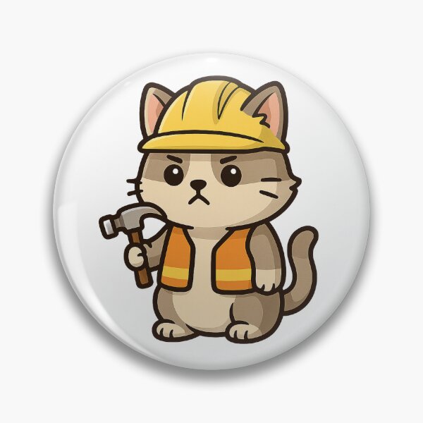 Item preview, Foreman Furball – Funny Construction Cat Sticker designed and sold by Tripconic.