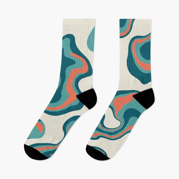 Item preview, Coral and Teal Liquid Blob Pattern on Cream designed and sold by Owcomm.