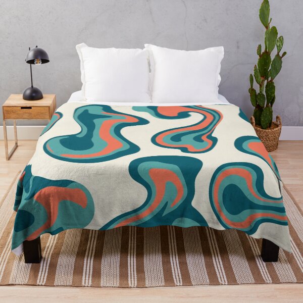 Item preview, Coral and Teal Liquid Blob Pattern on Cream designed and sold by Owcomm.