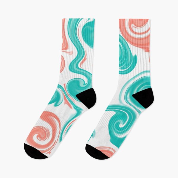 Item preview, Coral and Teal Liquid Swirls on White designed and sold by Owcomm.