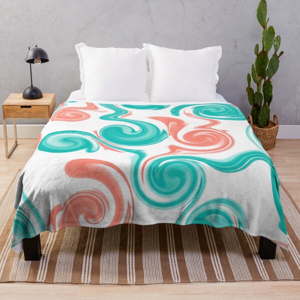 Item preview, Coral and Teal Liquid Swirls on White designed and sold by Owcomm.