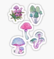 Pegatina Whimsical Bright Watercolor Mushroom Design