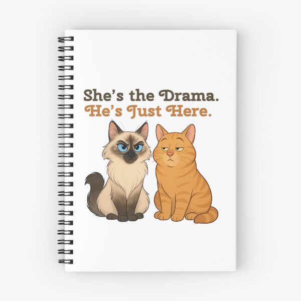 Item preview, Funny Cartoon Cats – “She’s the Drama. He’s Just Here.” | Cute Meme Cat Duo Design designed and sold by rherondesigns.