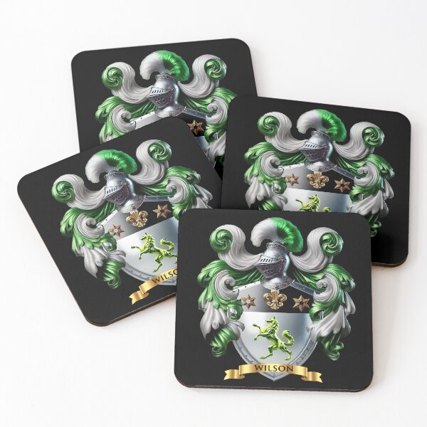 Item preview, Wilson Family Crest – Irish Green Hound on Silver Shield designed and sold by Highlandkings.