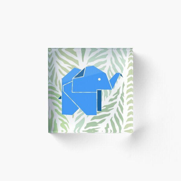 Item preview, Elefante de origami azul con patrón de hojas designed and sold by LipsLab.