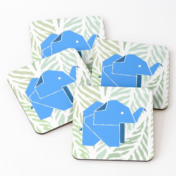Item preview, Blue Origami Elephant with Leaf Pattern designed and sold by LipsLab.