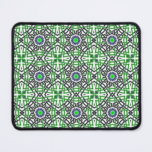 Item preview, Islamic Floral Geometry with Intertwined Black and Green Lines designed and sold by Tarjiart.