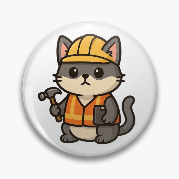 Item preview, Tiny Foreman – Funny Construction Cat Sticker designed and sold by Tripconic.