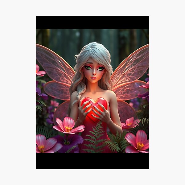 Item preview, beautiful fairy holding a heart designed and sold by LonelyGirlShop.
