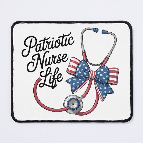 Item preview, Patriotic Nurse Life | USA Flag Bow Stethoscope Digital Art 2025 designed and sold by AnnDesignStudio.