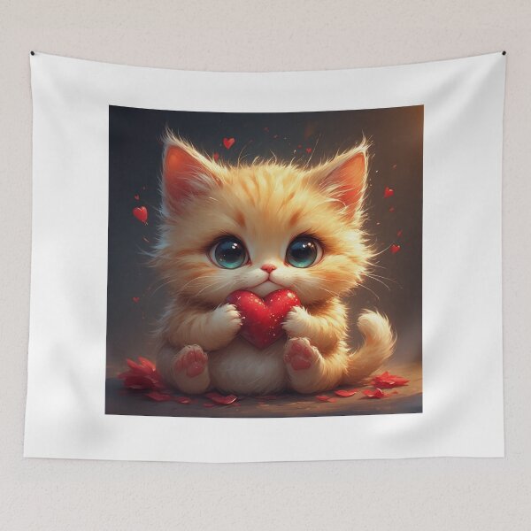 Item preview, Cute Cat Catch red heart ❤️ designed and sold by mostafa gebril  ⭐⭐⭐⭐⭐.