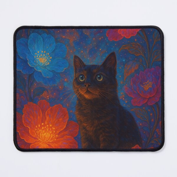 Item preview, Black Cat with Glowing Flowers designed and sold by RSRed.