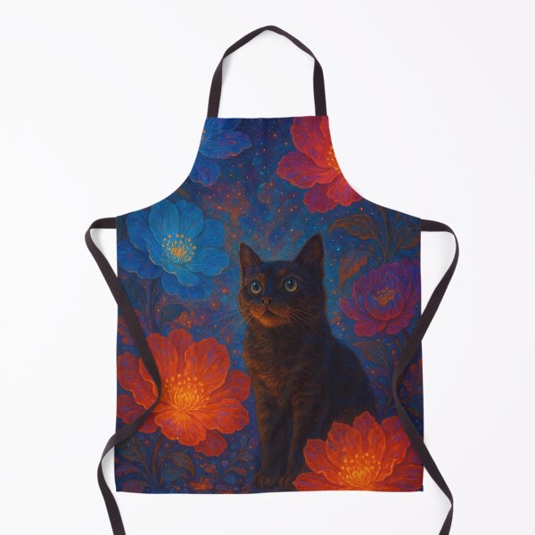 Item preview, Black Cat with Glowing Flowers designed and sold by RSRed.