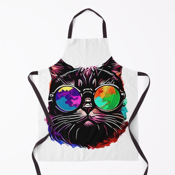 Item preview, psychedelic cat designed and sold by Cosmic Catnip Art.