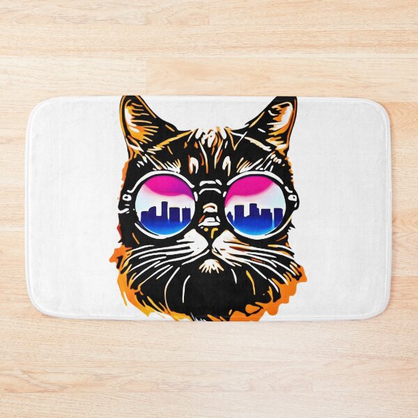 Item preview, psychedelic cat designed and sold by Cosmic Catnip Art.