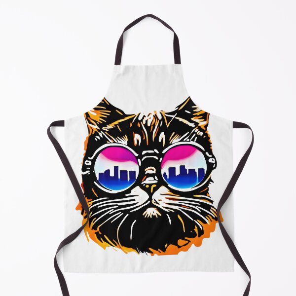 Item preview, psychedelic cat designed and sold by Cosmic Catnip Art.