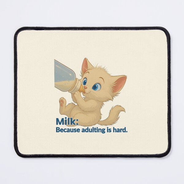 Item preview, Milk Because Adulting Is Hard – Cute Kitten Drinking Baby Bottle Meme designed and sold by rherondesigns.