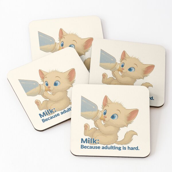 Item preview, Milk Because Adulting Is Hard – Cute Kitten Drinking Baby Bottle Meme designed and sold by rherondesigns.