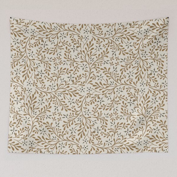 Item preview, Block Print Tiny Daisies – Ecru Linen & Pale Gold All-Over Pattern designed and sold by wild.geranium.design.