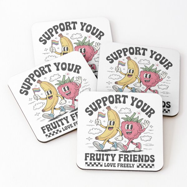 Item preview, Support Your Fruity Friends - Retro Fruit Cartoon designed and sold by BeansterNL.