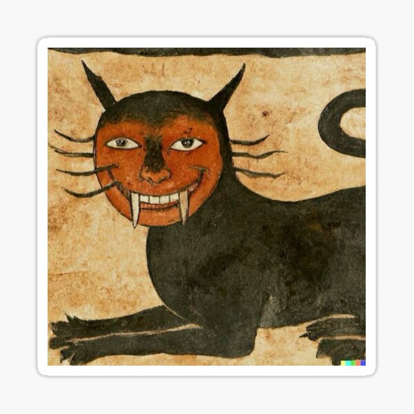 Item preview, "The Evil One's Cat", medieval painting, 6th century AD designed and sold by PatronesKawai.