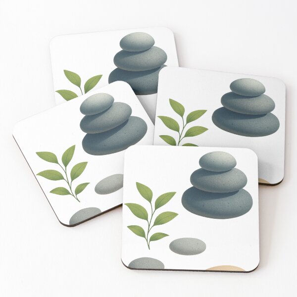Item preview,  Zen Garden Stones with Leaf – Peaceful Minimalist Design designed and sold by Wild Bloom Studio.
