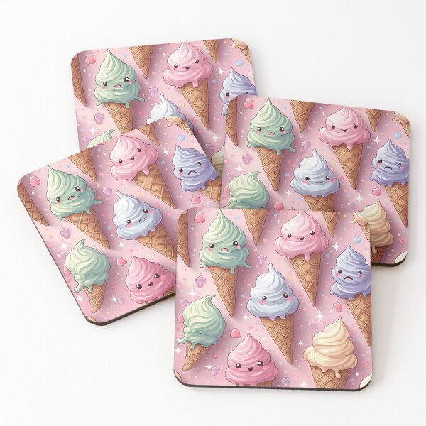 Item preview, Kawaii Ice Cream Cones On Pink designed and sold by Maria Dryfhout.