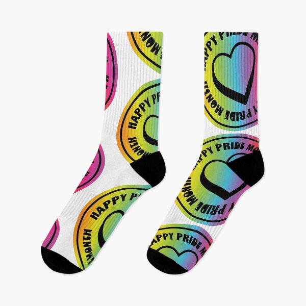 Item preview, Happy Pride Month greeting heart LGBTQIA colorful gradient rainbow design designed and sold by Jdawnink.