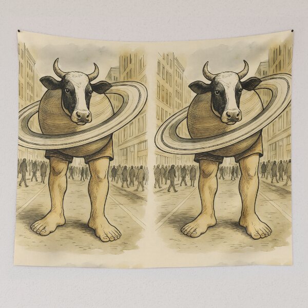 Item preview, La Vaca Saturno Saturnita the Cosmic Cow | Brainrot Watercolor Lineart designed and sold by EmeraldeaArt.