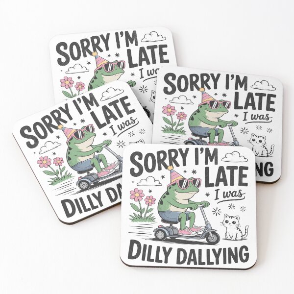 Item preview, Sorry I'm Late I Was Dilly Dallying - Quirky Frog Cartoon designed and sold by BeansterNL.