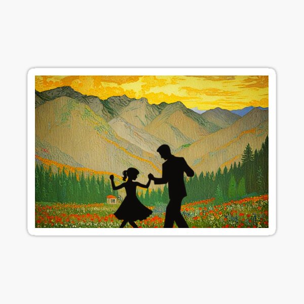 Father and Daughter, Klimt Style Sticker