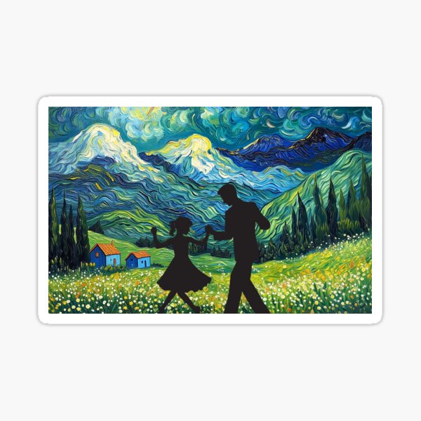 Father and Daughter, Van Gogh Style Sticker