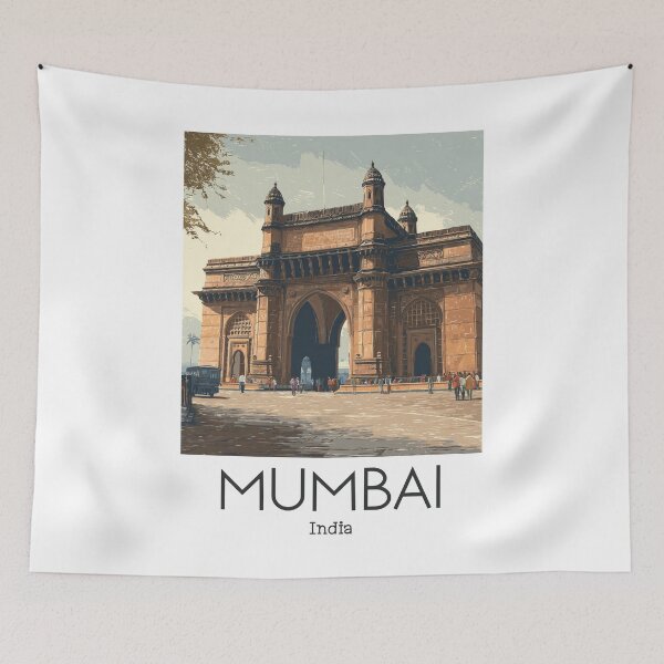 Item preview, A Vintage Illustration of Mumbai - India designed and sold by GoodOldVintage.