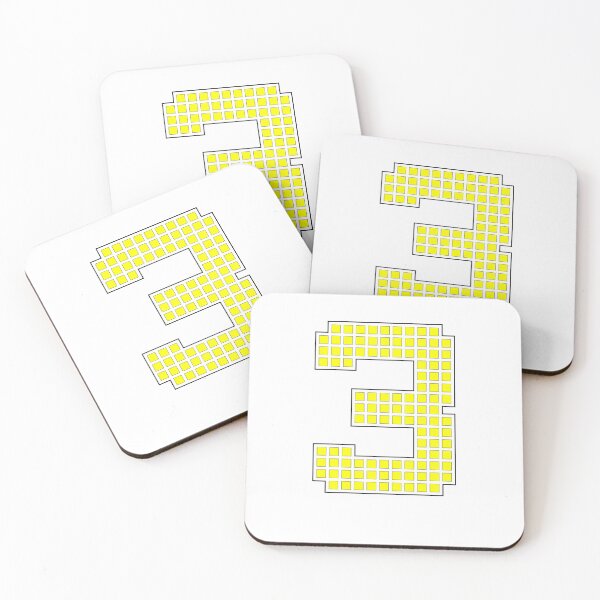Item preview, Number 3 - Yellow Pixel Block Character designed and sold by PixelGlyphs.