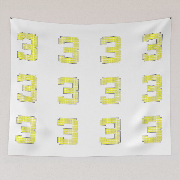 Item preview, Number 3 - Yellow Pixel Block Character designed and sold by PixelGlyphs.