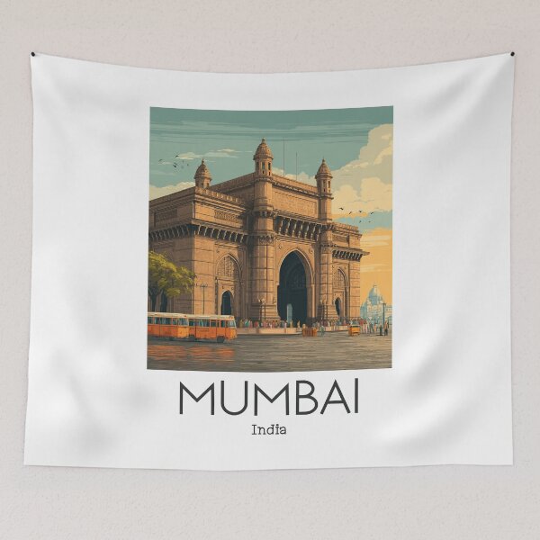 Item preview, A Vintage Illustration of Mumbai - India designed and sold by GoodOldVintage.