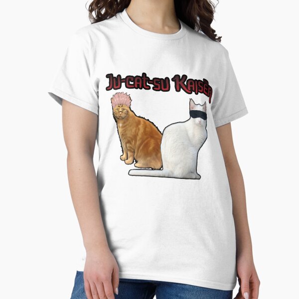 Vista previa del artículo con la obra «Estampado de gato inspirado en Gojo Sukuna Inspirado en Jujutsu Kaisen Ju-cat-su Kaisen: Gatos malditos del infinito y la malevolencia», diseñado y vendido por slippyjx.