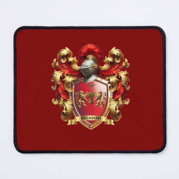Item preview, Brennan Family Crest – Irish Red Shield with Lions & Sheaf designed and sold by Highlandkings.