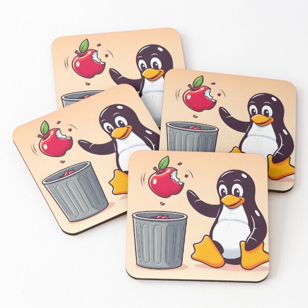 Item preview, Tux throws an apple in the trash designed and sold by Nopasaran-Tsin.