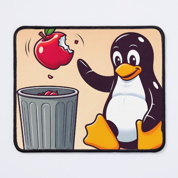 Item preview, Tux throws an apple in the trash designed and sold by Nopasaran-Tsin.