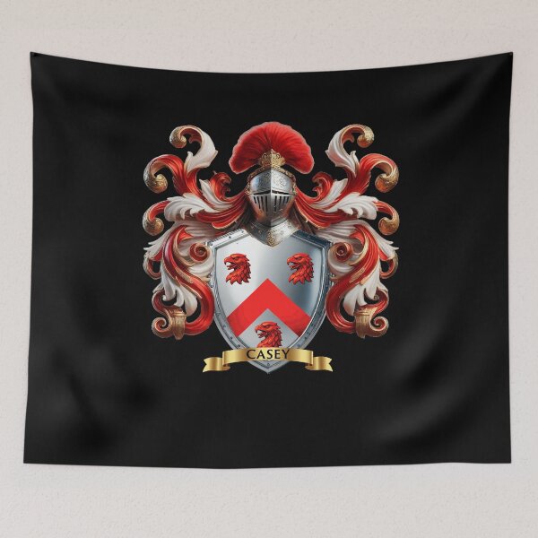 Item preview, Casey Family Crest – Irish Silver Shield with Red Chevron & Eagles designed and sold by Highlandkings.