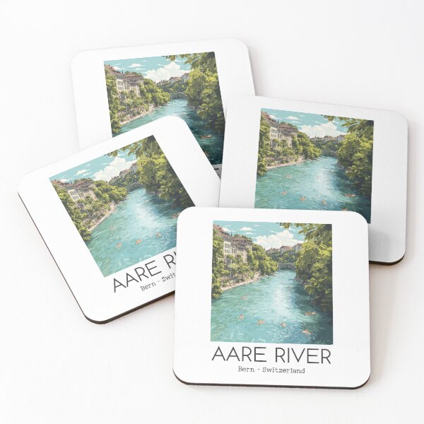 Artikelvorschau, Eine Vintage Illustration des Flusses Aare - Bern - Schweiz entworfen und verkauft von GoodOldVintage.