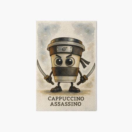 Vista previa del artículo con la obra «Capuchino Assassino – Aquarelle Brainrot Meme Art», diseñado y vendido por EmeraldeaArt.