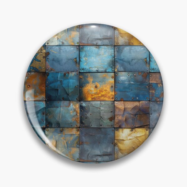 Item preview, Distressed Blue and Rust Metal Tile Grid designed and sold by NTGUILTY.