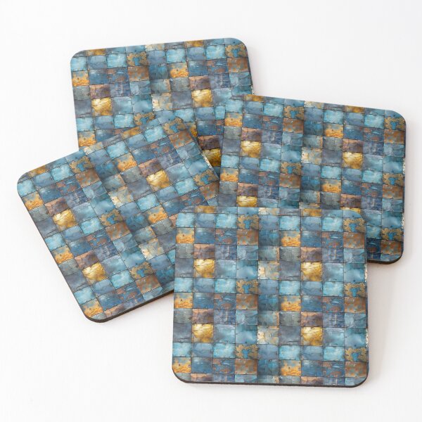 Item preview, Distressed Blue and Rust Metal Tile Grid designed and sold by NTGUILTY.