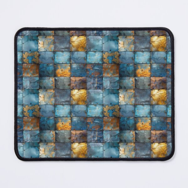 Item preview, Distressed Blue and Rust Metal Tile Grid designed and sold by NTGUILTY.