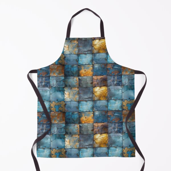 Item preview, Distressed Blue and Rust Metal Tile Grid designed and sold by NTGUILTY.